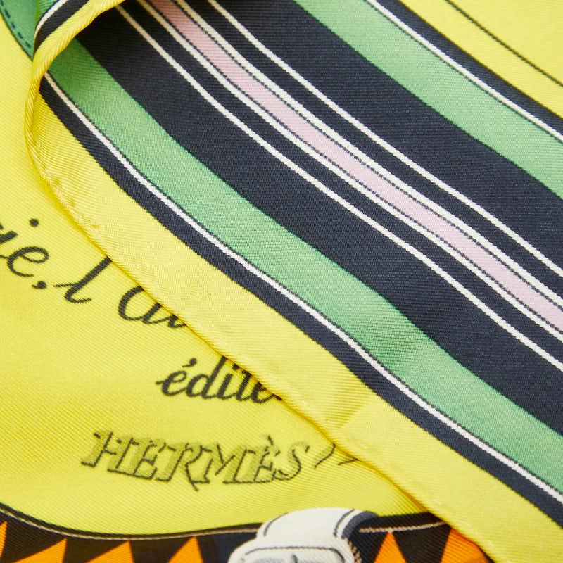 HERMES（エルメス） カレ90 editees par 競走馬 スカーフ イエロー