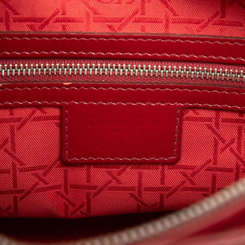 ディオール カナージュ レディディオール ラージ ハンドバッグ ショルダーバッグ 2WAY レッド エナメル レディース Dior 【中古】