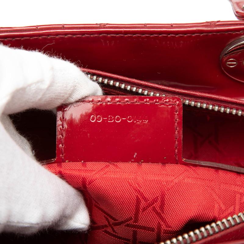 ディオール カナージュ レディディオール ラージ ハンドバッグ ショルダーバッグ 2WAY レッド エナメル レディース Dior 【中古】