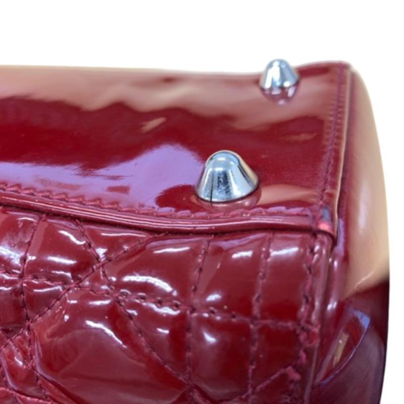ディオール カナージュ レディディオール ラージ ハンドバッグ ショルダーバッグ 2WAY レッド エナメル レディース Dior 【中古】