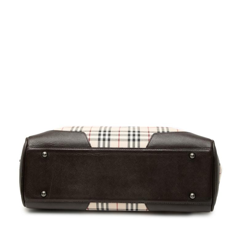 バーバリー ノバチェック ハンドバッグ ショルダーバッグ ベージュ ブラウン キャンバス レザー レディース BURBERRY 【中古】
