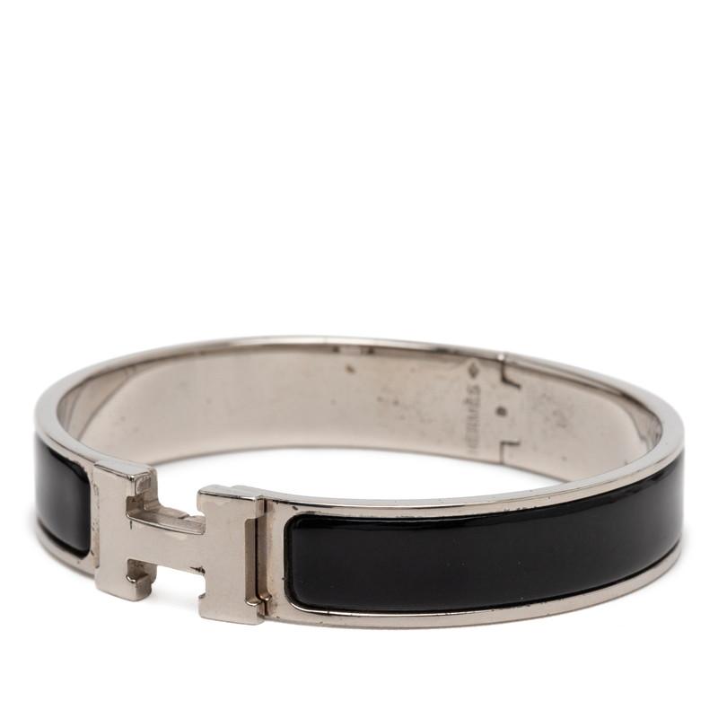 HERMES（エルメス） クリックH PM バングル シルバー ブラック メタル
