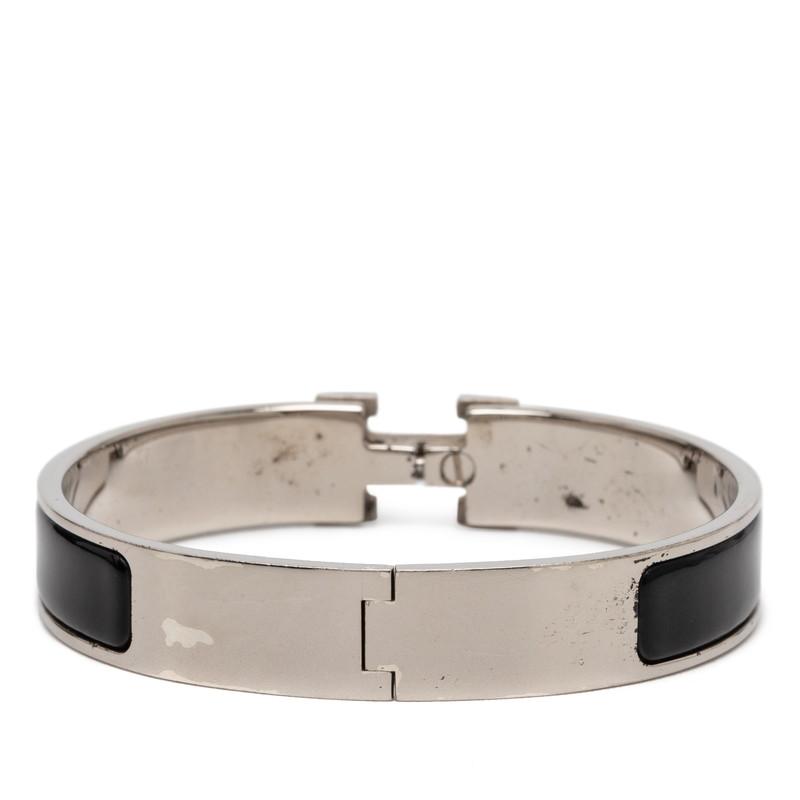 HERMES（エルメス） クリックH PM バングル シルバー ブラック メタル