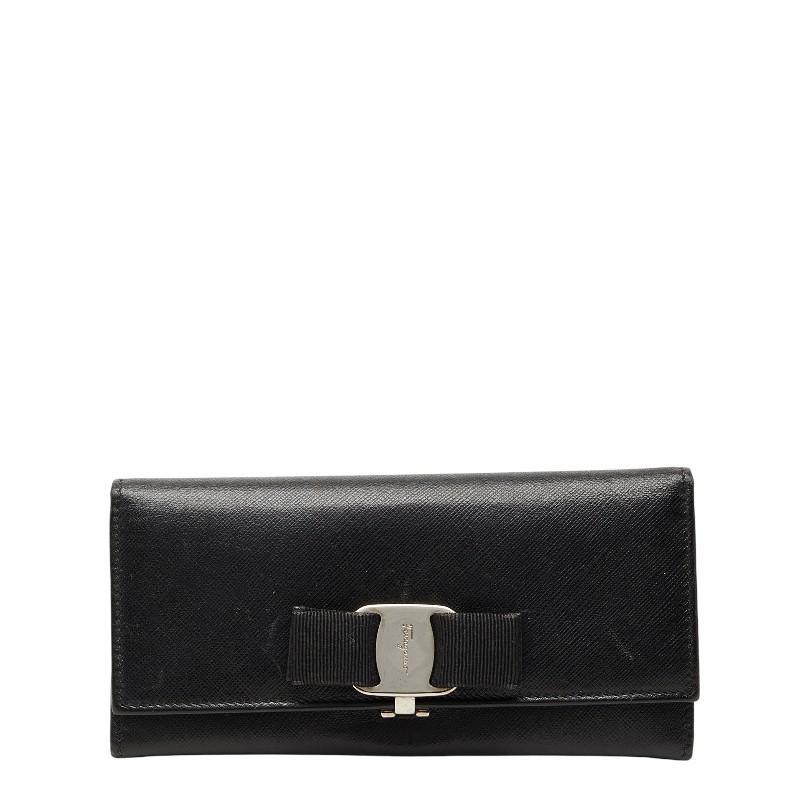 サルヴァトーレフェラガモ ヴァラリボン 長財布 ブラック レザー