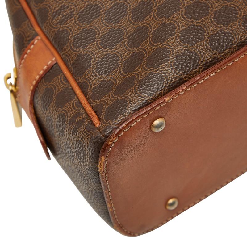 CELINE マカダム柄　ハンドバッグ　セリーヌ　ブラウン セリーヌ ハンドバッグ マカダム柄 茶系 ブラウンレザー MC98/1