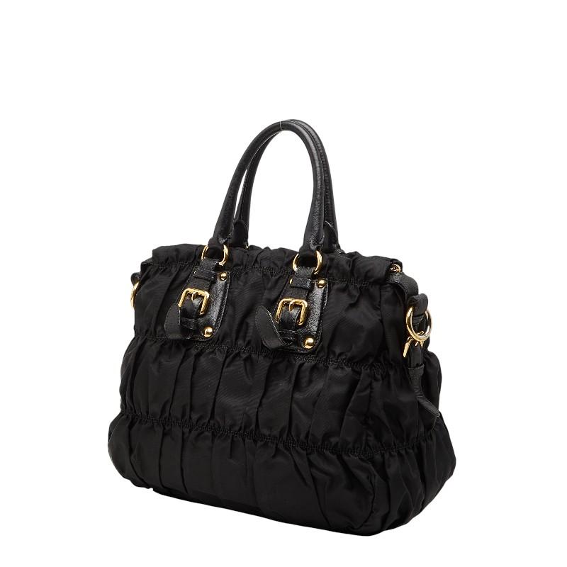 PRADA（プラダ） ギャザー ロゴ トートバッグ ショルダーバッグ 2WAY