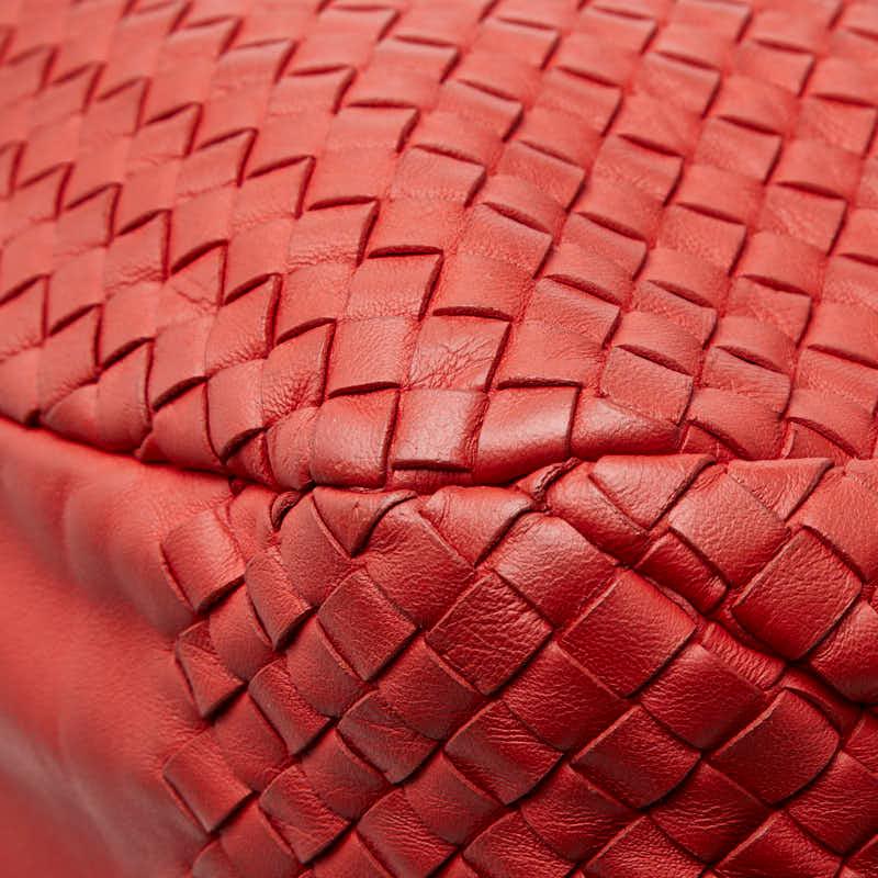 ボッテガヴェネタ イントレチャート ショルダーバッグ レッド レザー レディース BOTTEGAVENETA 【中古】