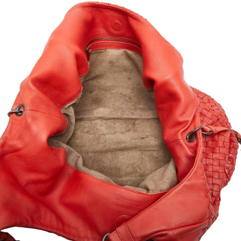 ボッテガヴェネタ イントレチャート ショルダーバッグ レッド レザー レディース BOTTEGAVENETA 【中古】
