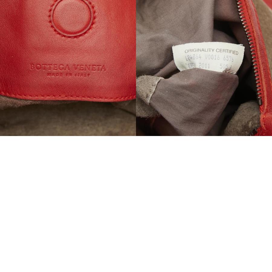 ボッテガヴェネタ イントレチャート ショルダーバッグ レッド レザー レディース BOTTEGAVENETA 【中古】