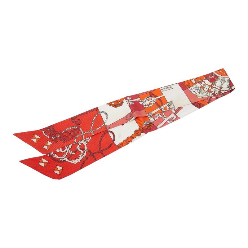 HERMES（エルメス） ツイリー TOURS DE CLES 鍵の螺旋 スカーフ レッド