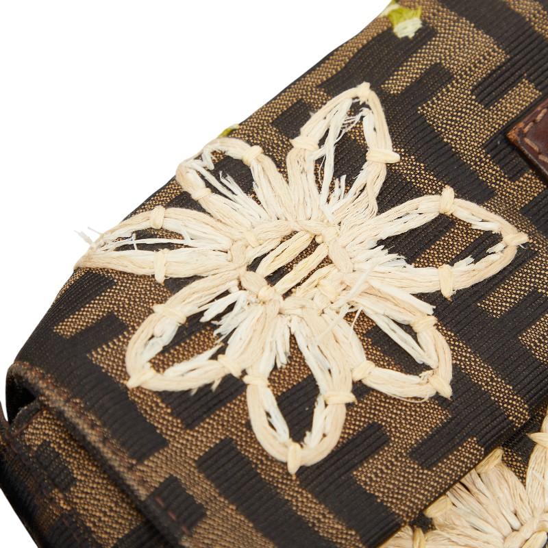 FENDI（フェンディ） ズッカ 花柄 刺繍 マンマバケット ハンドバッグ