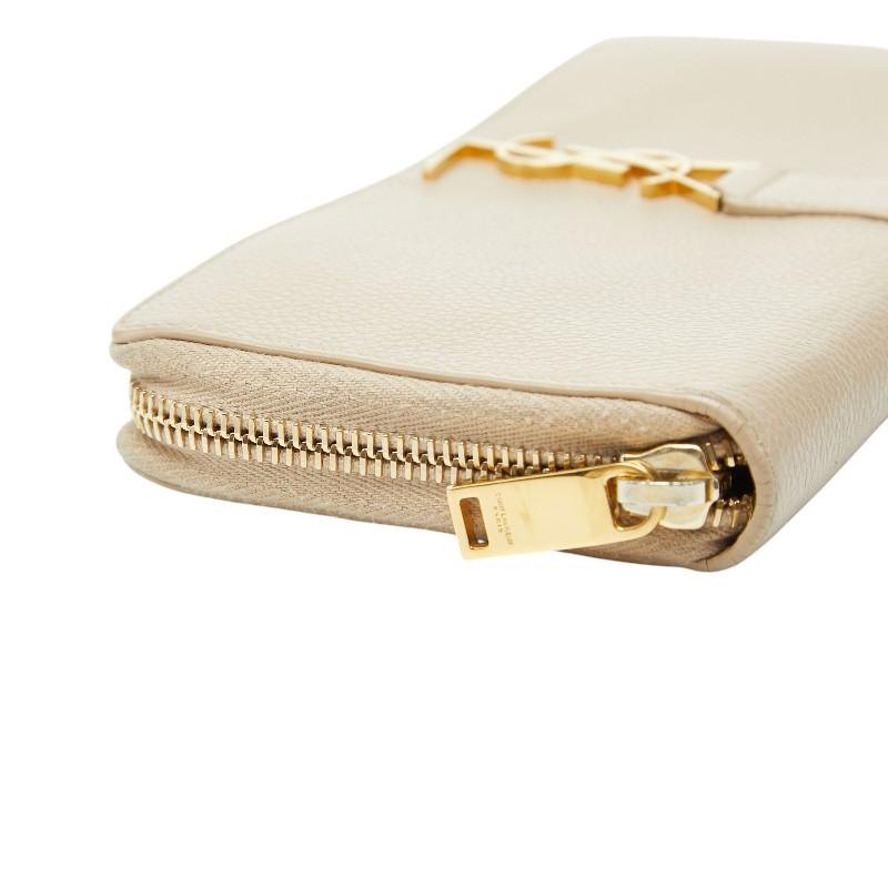SAINT LAURENT サンローラン/レザーコンパクトウォレット/ベージュ/GUE414661/101*/ABランク/04【中古】 イヴサンローランコンパクトウォレット ベージュ レディース カーフ 二