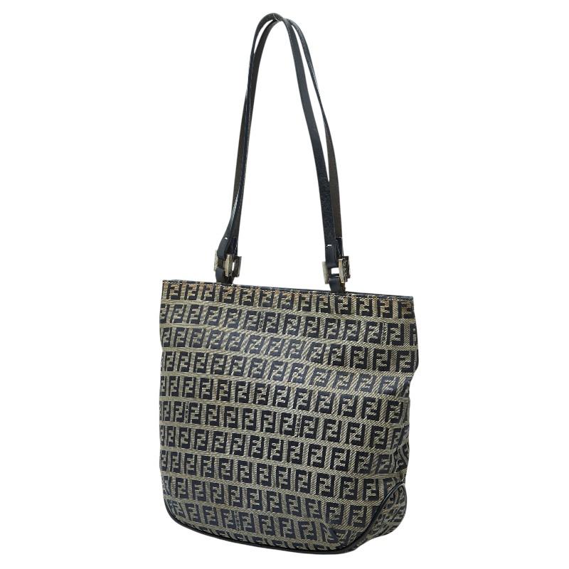 FENDI フェンディ ズッキーノ トートバッグ キャンバス×レザー ブルー