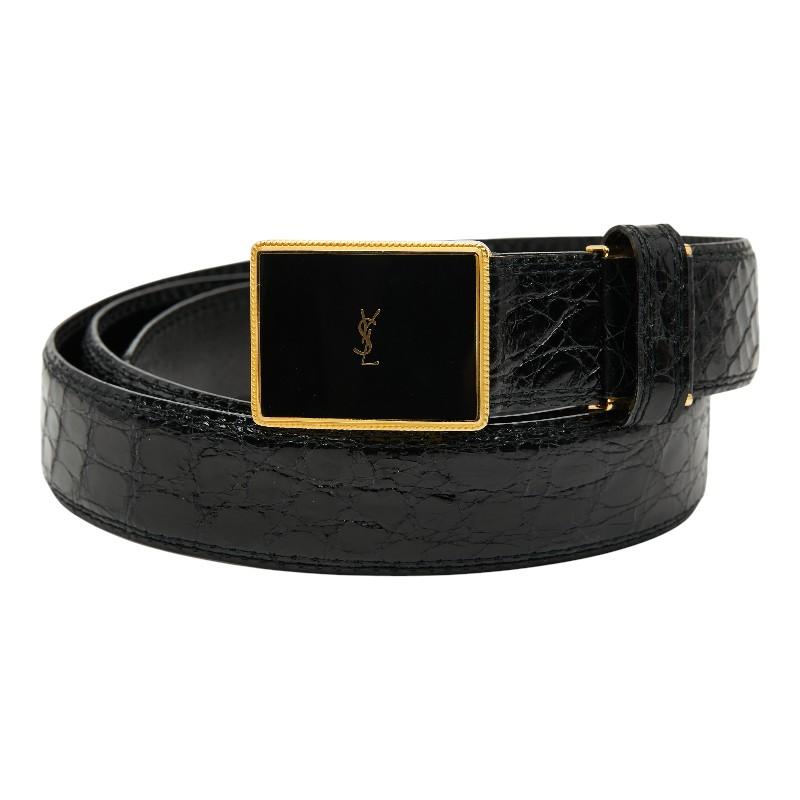 ᗦ*↞様 イヴサンローラン（YSL）ブラック ベルト ロゴバックル CASSANDRE BELT IN SMOOTH LEATHER in Black | Saint Laurent | YSL EN-US