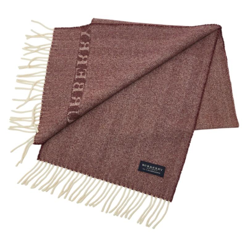 【美品】バーバリーロンドン　マフラー・ブラックウォッチ・カシミヤ BURBERRY（バーバリー） ロンドン ロゴ 無地 マフラー ボルドー ワイン