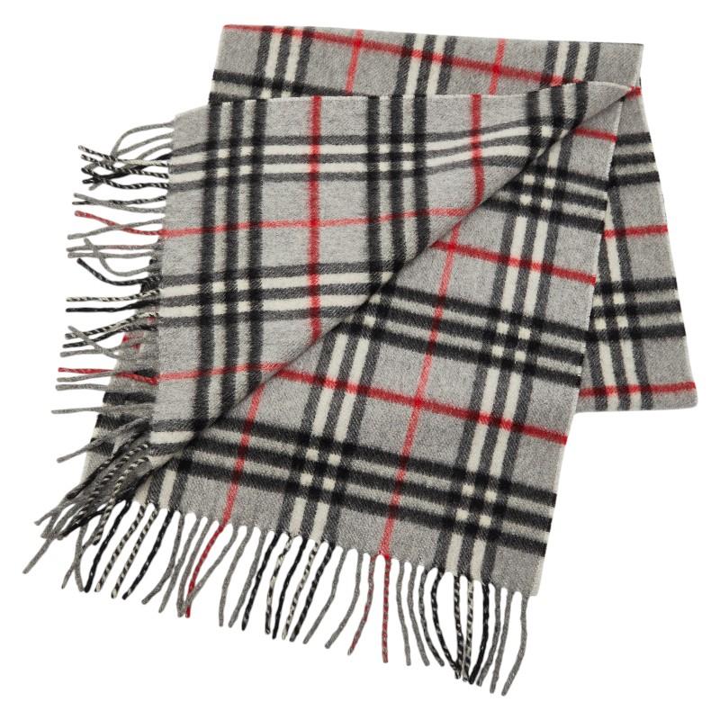 美品☆Burberry チェック柄マフラー グレー カシミヤ BURBERRY（バーバリー） チェック マフラー グレー カシミア100