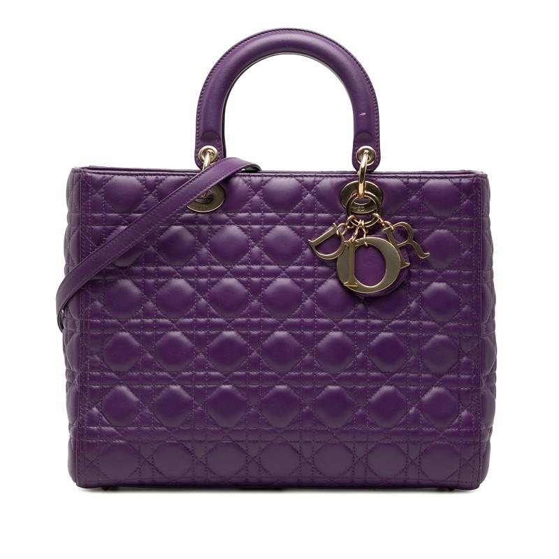 希少　Christian Dior カナージュ ハンドバッグ　ナイロン　パープル クリスチャンディオール カナージュ レディディオール ラージ