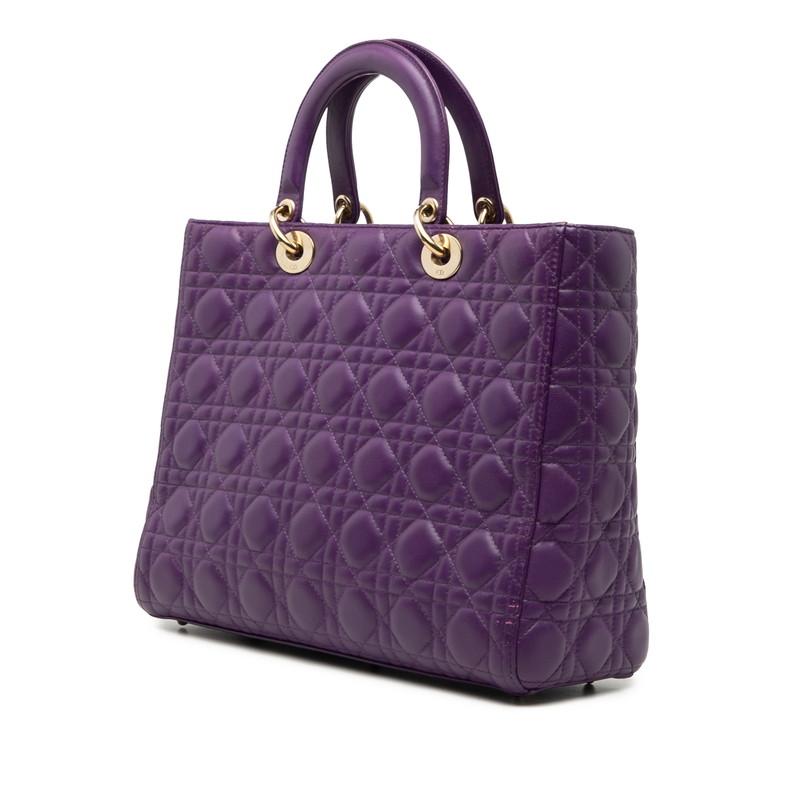 希少　Christian Dior カナージュ ハンドバッグ　ナイロン　パープル クリスチャンディオール カナージュ レディディオール ラージ