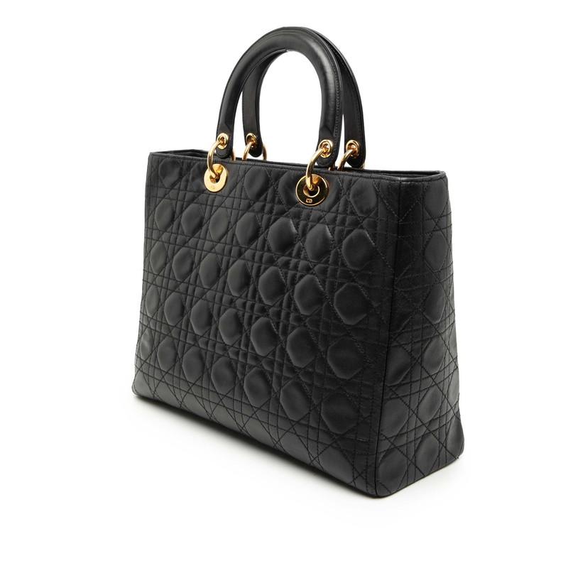 クリスチャンディオール カナージュ レディディオール ラージ ハンドバッグ ショルダーバッグ 2WAY ブラック Christian Dior 【中古】_1