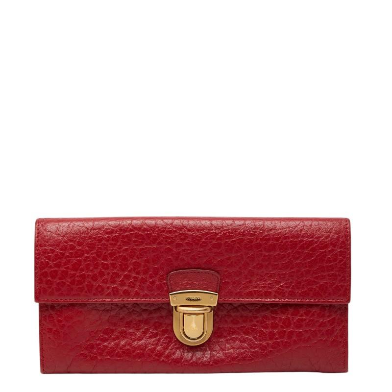 PRADA（プラダ） 長財布 レッド レザー レディース 【中古】 : 銀座 