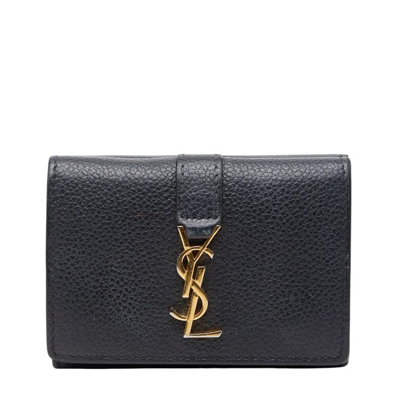 【超美品】イヴサンローラン 三つ折り ミニ財布 タイニーウォレット 黒 ゴールド 国内即発 SAINT LAURENT YSL オリガミ タイニーウォレット (Saint