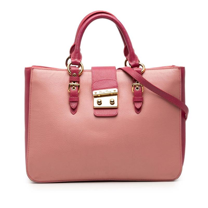 Miu Miu ピンク レザー ハンドバッグ miu miu（ミュウミュウ） ロゴ ハンドバッグ ショルダーバッグ ピンク