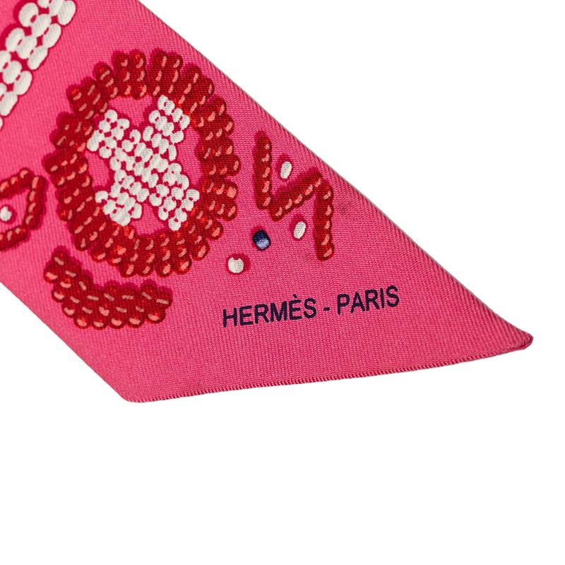エルメス ツイリー KELLY EN PERLES ケリーアンペルル スカーフ ピンク シルク レディース HERMES 【中古】_1