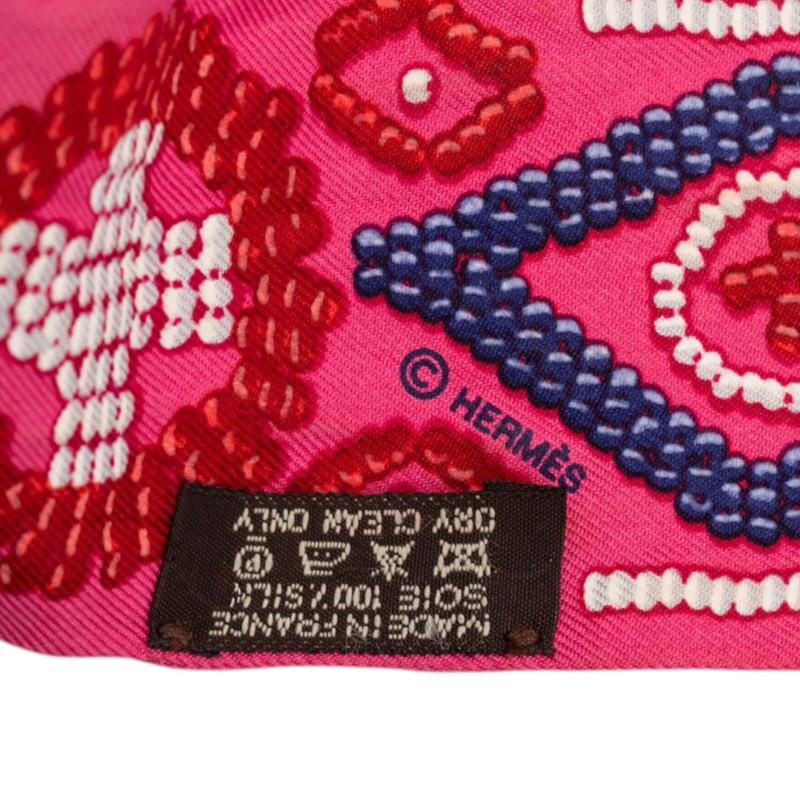 エルメス ツイリー KELLY EN PERLES ケリーアンペルル スカーフ ピンク シルク レディース HERMES 【中古】_3