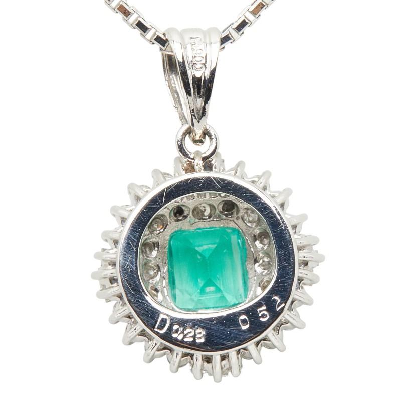 Pt900 プラチナ Pt850 エメラルド0.52ct ダイヤ0.28ct ペンダント 