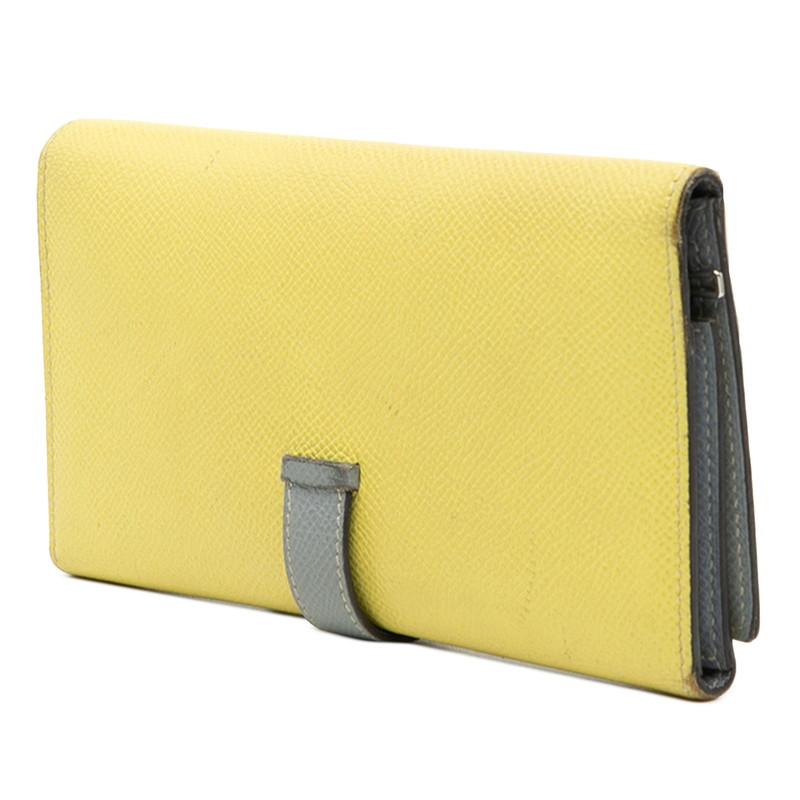 エルメス ベアン 2PLIS バイカラー 三つ折り財布 ヴォーエプソン レディース HERMES 【1-0260636】 HERMES（エルメス） ベアン 2PLIS バイカラー 三つ折り財布 イエロー