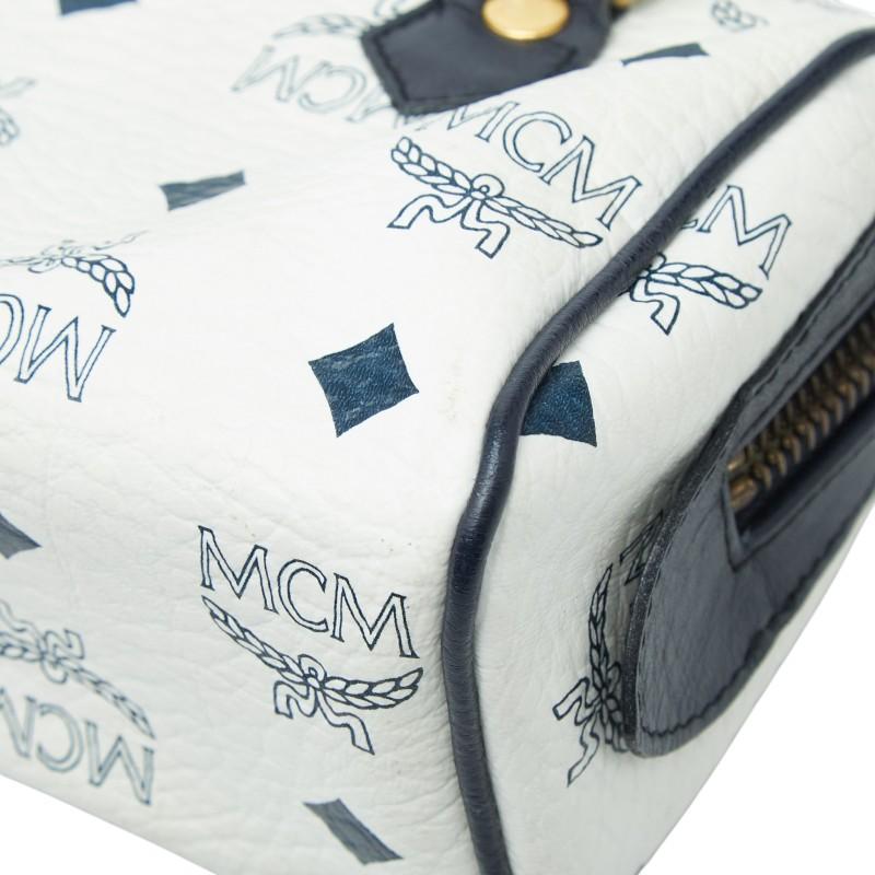 MCM ショルダーバッグ ホワイト/ネイビー エム シー エム ヴィセトス