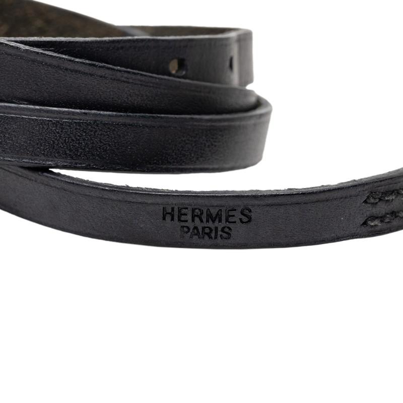 HERMES（エルメス） アピ 4連 ロング ブレスレット ブラック レザー