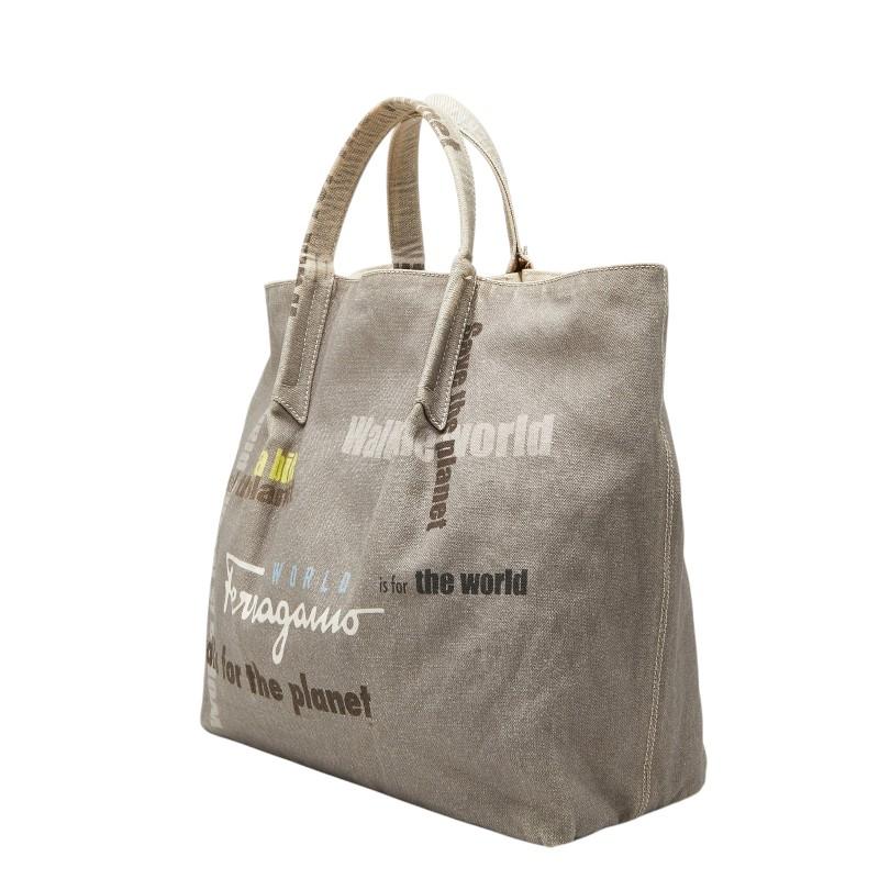 Salvatore Ferragamo トートバッグ　美品 サルヴァトーレフェラガモ ロゴ トートバッグ ハンドバッグ グレー