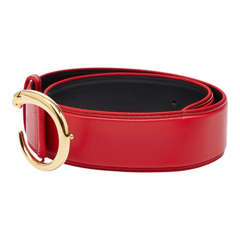 CARTIER カルティエ ベルト パンテール ゴールドフィニッシュバックル Cartier（カルティエ） パンテール ベルト サイズ：80/26 レッド