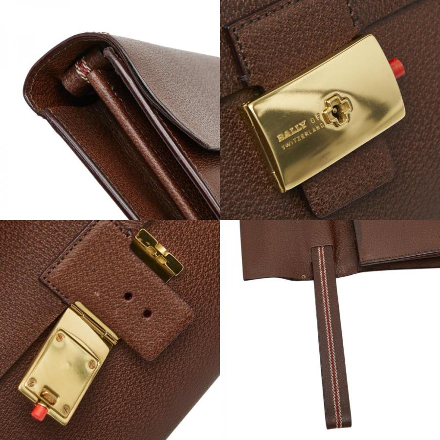 美品 BALLY バリー　セカンドバッグ　クラッチバッグ ブラウン 革 ライン Bally（バリー） セカンドバッグ クラッチバッグ ブラウン レザー