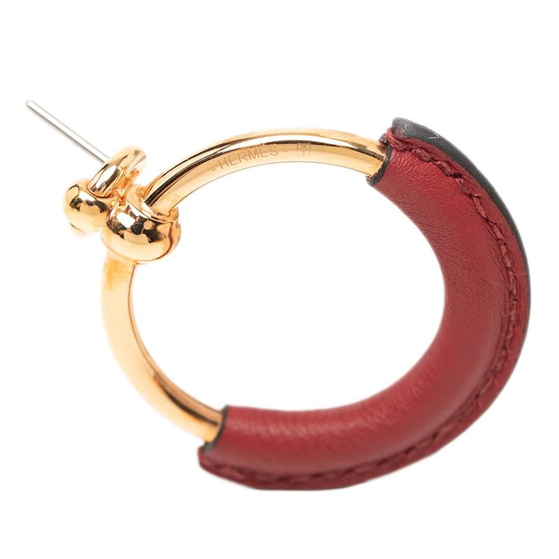 HERMES（エルメス） ループグランPM ピアス ワインレッド ゴールド 
