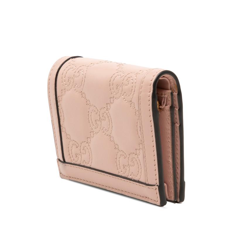 GUCCI グッチ GGマトラッセ 二つ折り財布 ピンク 箱付き GUCCI（グッチ） GGマトラッセ GGロゴ キルティング 二つ折り財布