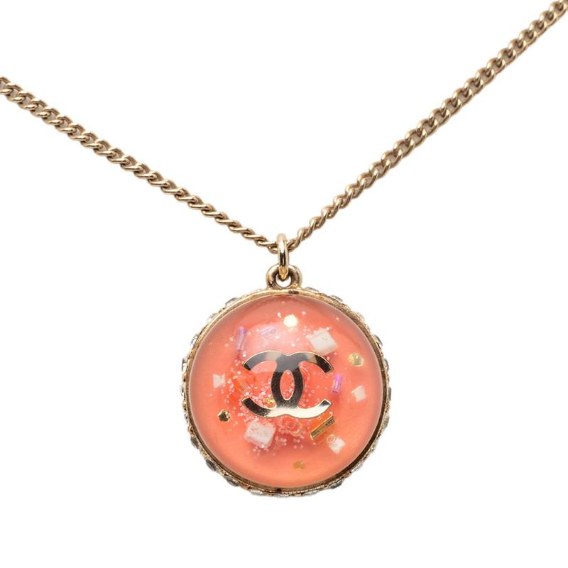CHANEL（シャネル） ココマーク ドーム ネックレス ゴールド ピンク 