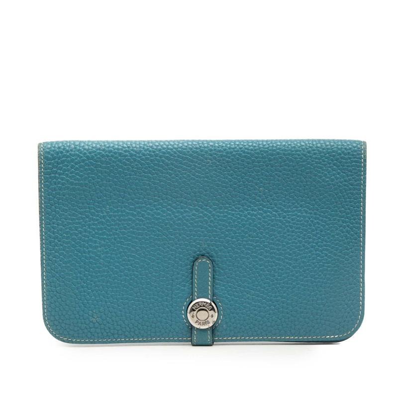 【極上品】HERMES⭐エルメス ドゴンGM⭐長財布 トリヨン【ケース有】 HERMES（エルメス） ドゴンGM 長財布 ブルージーン トリヨンクレマンス