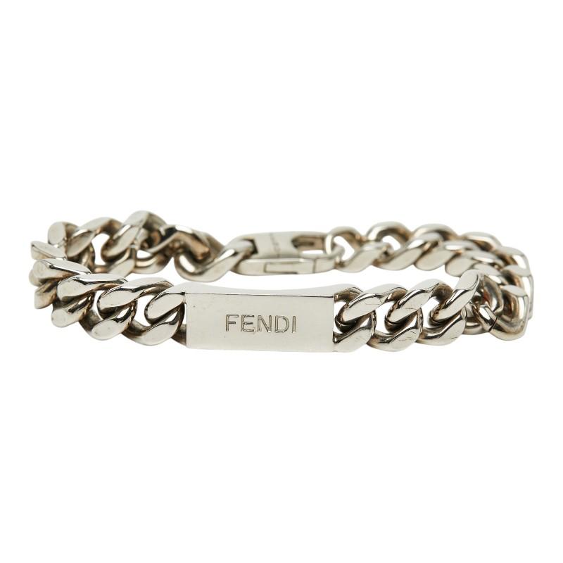 FENDI（フェンディ） ロゴプレート チェーン ブレスレット #L シルバー