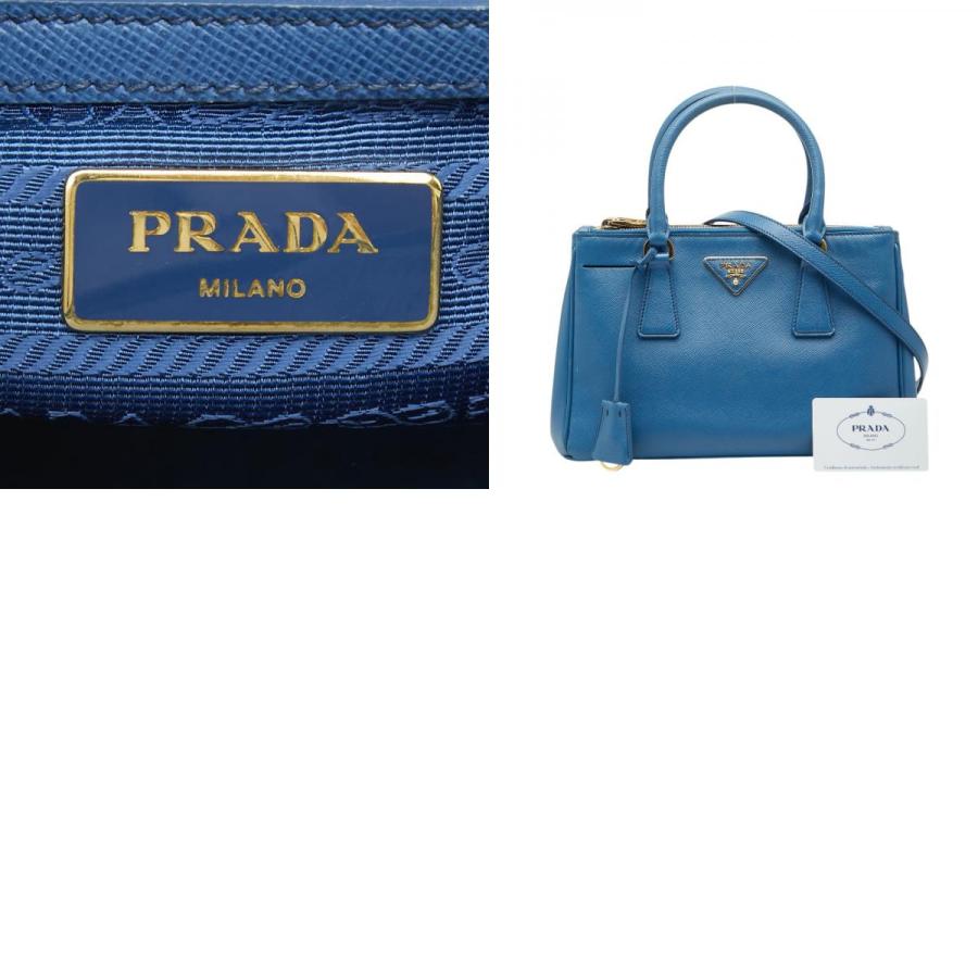 【極美品】PRADA ガレリア サフィアーノ ハンドバッグ ブルー 三角ロゴ PRADA（プラダ） 三角ロゴプレート ガレリア ハンドバック ショルダー