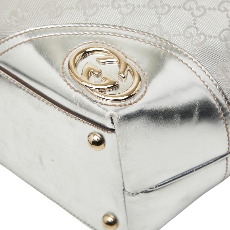 GUCCI 　 GGキャンバストートバッグ　シルバー GUCCI（グッチ） GGキャンバス ニューブリット トートバッグ