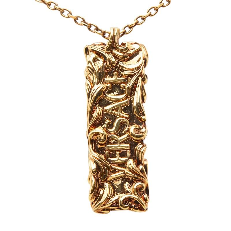 ヴェルサーチ VERSACE ネックレス ロゴ メデューサ 金 ヴェルサーチェ ゴールド メッキ メデューサ バロッコ ロゴ ネックレス