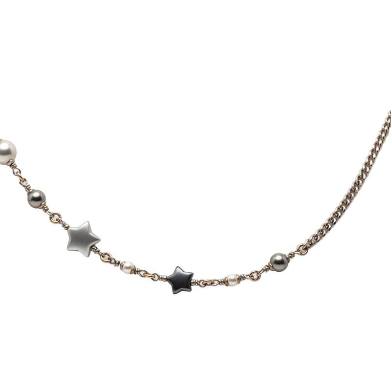 シャネル ココマーク スター 星 ロングネックレス シルバー メタル フェイクパール レディース CHANEL 【中古】_1