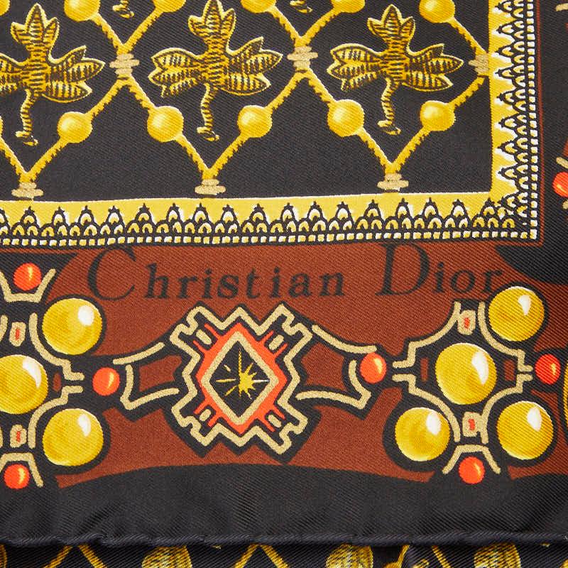 ディオール スカーフ ブラック マルチカラー シルク レディース Dior 【中古】