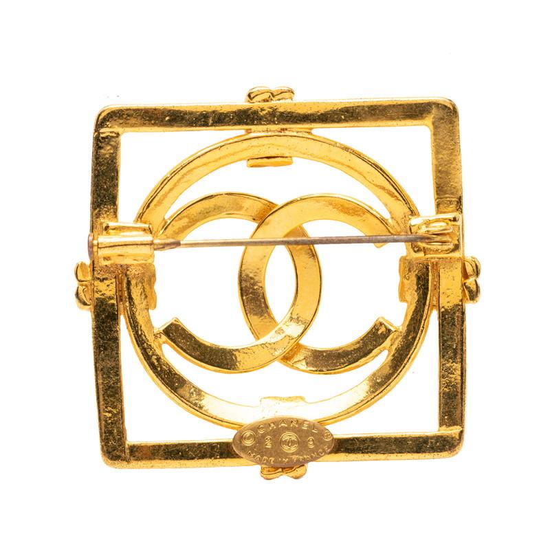 CHANEL　シャネル　ヴィンテージ　ココマーク　ブローチ　ゴールド　スクエア CHANEL（シャネル） ヴィンテージ ココマーク スクエア ブローチ