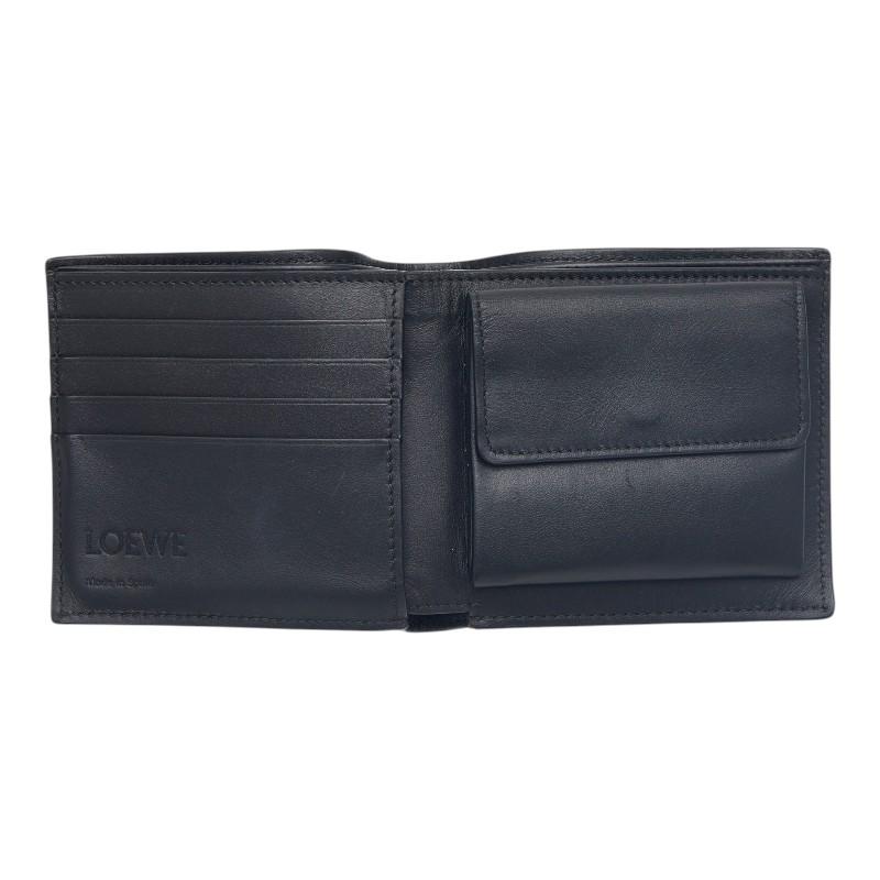 美品 ロエベ アナグラム 二つ折り財布 レザー メンズ LOEWE 【1-0263377】 LOEWE（ロエベ） アナグラム 二つ折り財布 ブラック レザー メンズ