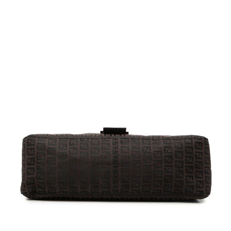 フェンディ ズッキーノ マンマバケット ハンドバッグ ショルダーバッグ ブラウン キャンバス レザー レディース FENDI 【中古】