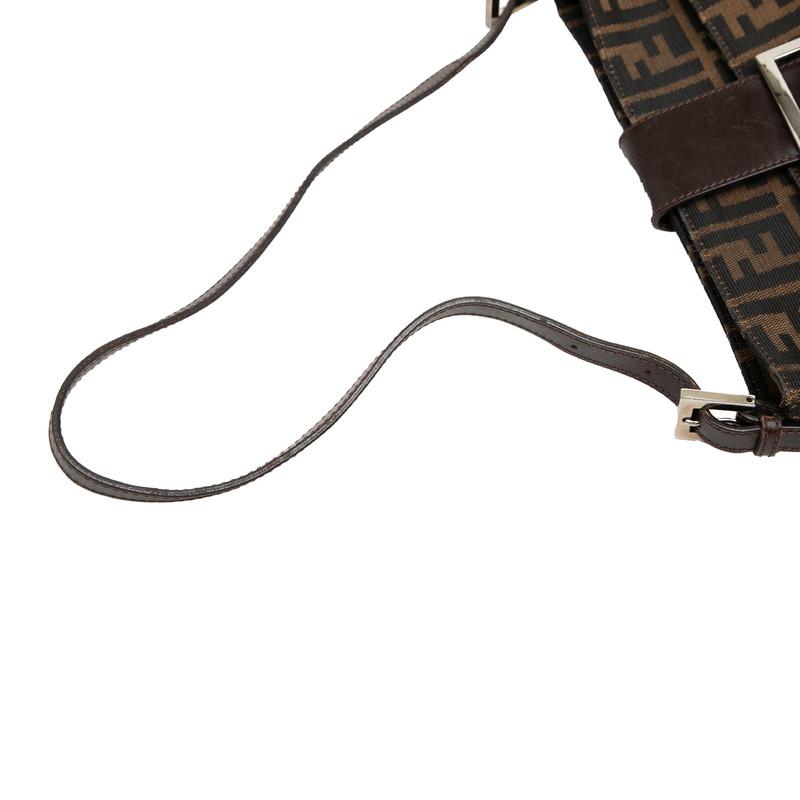 フェンディ ズッカ マンマバケット ハンドバッグ ショルダーバッグ ブラウン キャンバス レザー レディース FENDI 【中古】