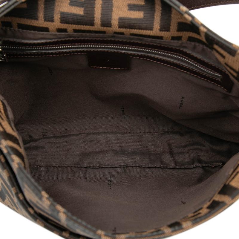 フェンディ ズッカ マンマバケット ハンドバッグ ショルダーバッグ ブラウン キャンバス レザー レディース FENDI 【中古】